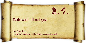 Maksai Ibolya névjegykártya